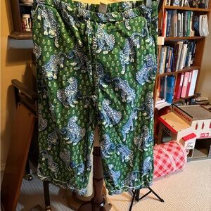 Size XL Green Cropped Tiger Queen Pajama Pants EUC